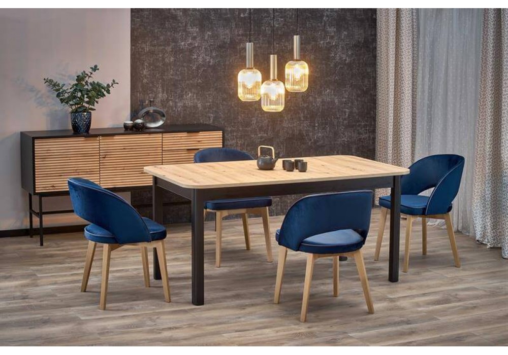 Стол обеденный HALMAR FLORIAN раскладной, дуб артизан/черный в Минске Стол обеденный HALMAR FLORIAN раскладной, дуб артизан/черный