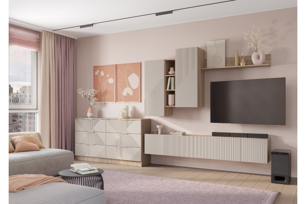 Гостиная Эмилия - Комплект 1 - Дуб Смоки/Айриш MF03 (BTS)