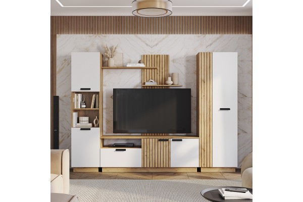 Гостиная Мишель тип 2 ГС-01 (Белый/Крафт) BTS