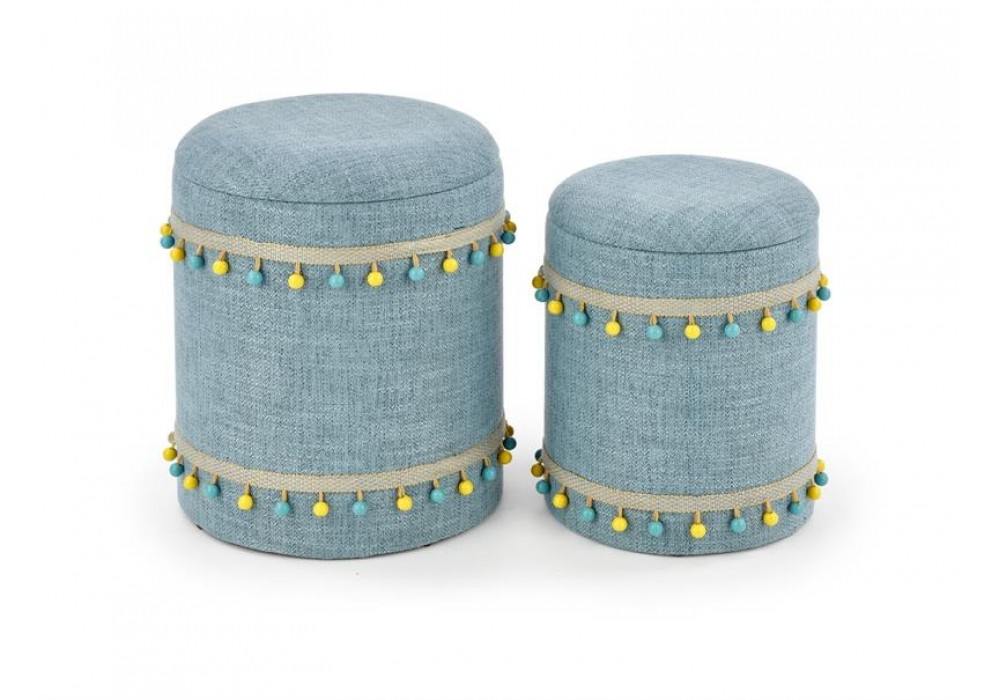 Комплект HALMAR GRADO (2 пуфа) светло-синий в Минске Комплект HALMAR GRADO (2 пуфа) светло-синий