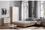 Кровать  Калгари 1600 ( Дуб натуральный светлый / белый матовый) фабрика МебельГрад