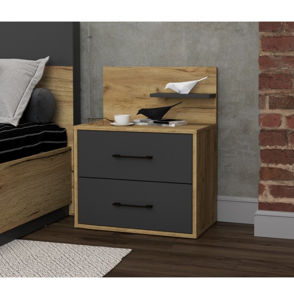 Тумба прикроватная LT-Т55 (Дуб золотой/Антрацит)  фабрика Интерлиния  