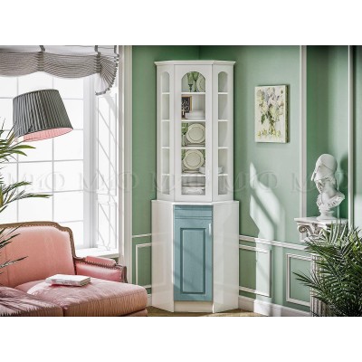 БУФЕТ УГЛОВОЙ КОНСТАНЦИЯ - БЕЛЫЙ МАТОВЫЙ / ГОЛУБОЙ