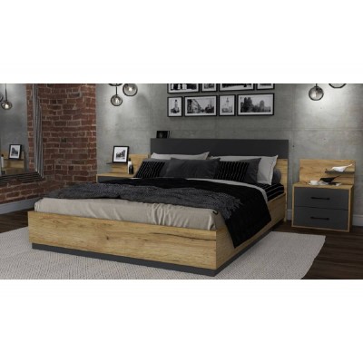 Кровать LOFT LT-K160 (Дуб золотой/Антрацит)  фабрика Интерлиния   Кровать LOFT LT-K160 (Дуб золотой/Антрацит)  фабрика Интерлиния