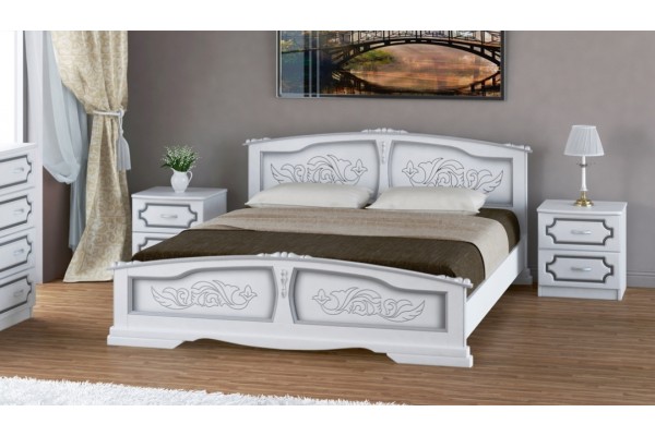 Кровать "Елена"  белый жемчуг 1400