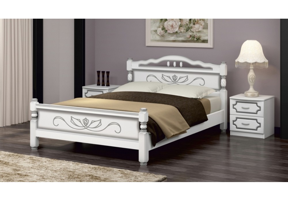 Кровать "Карина-5"  белый жемчуг 1400