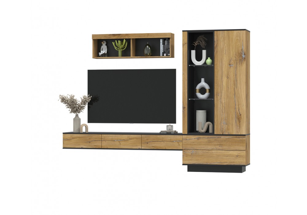 Гостиная Quartz 10 (Дуб нокс/Черный)  фабрика Интерлиния в Минске Гостиная Quartz 10 (Дуб нокс/Черный)  фабрика Интерлиния