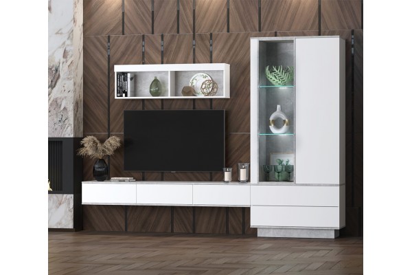 Гостиная Quartz 10 (Белый платинум / Бетон)  фабрика Интерлиния  