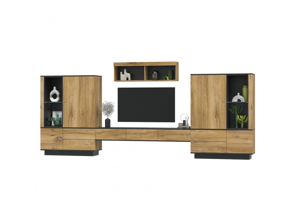 Гостиная Quartz 11 (Дуб нокс/Черный)  фабрика Интерлиния в Минске Гостиная Quartz 11 (Дуб нокс/Черный)  фабрика Интерлиния