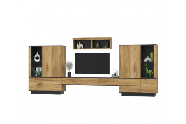 Гостиная Quartz 11 (Дуб нокс/Черный)  фабрика Интерлиния  