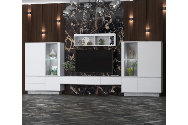 Гостиная Quartz 11 (Белый платинум / Бетон)  фабрика Интерлиния  