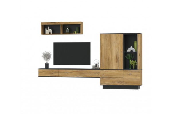 Гостиная Quartz 12 (Дуб нокс/Черный)  фабрика Интерлиния  