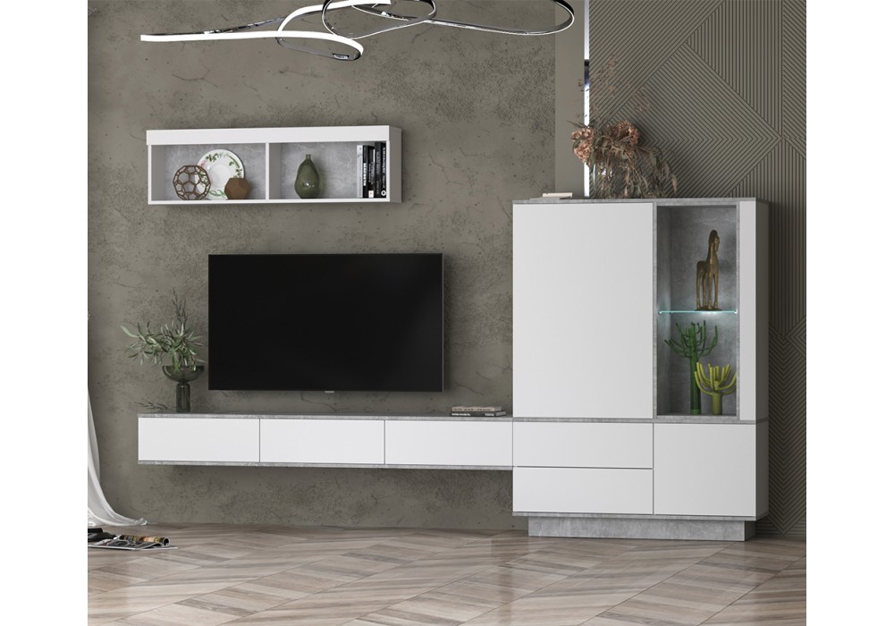 Гостиная Quartz 12 (Белый платинум / Бетон)  фабрика Интерлиния в Минске Гостиная Quartz 12 (Белый платинум / Бетон)  фабрика Интерлиния