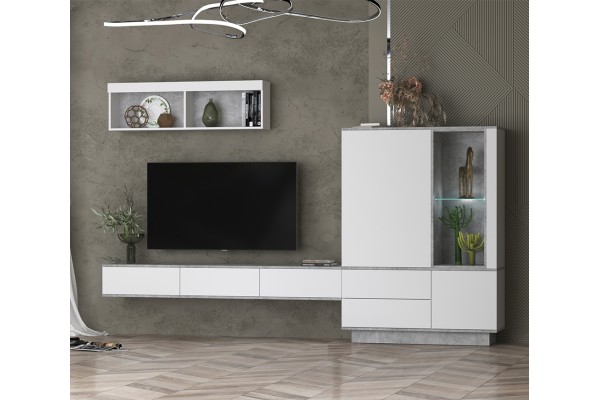 Гостиная Quartz 12 (Белый платинум / Бетон)  фабрика Интерлиния  