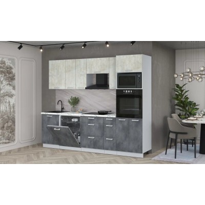 Кухонный гарнитур Мила Лайт 2,6-ПМ1 (Бетон лайт/Бетон Портленд/Гранит белый) фабрика Интерлиния Кухонный гарнитур Мила Лайт 2,6-ПМ1 (Бетон лайт/Бетон Портленд/Гранит белый) фабрика Интерлиния