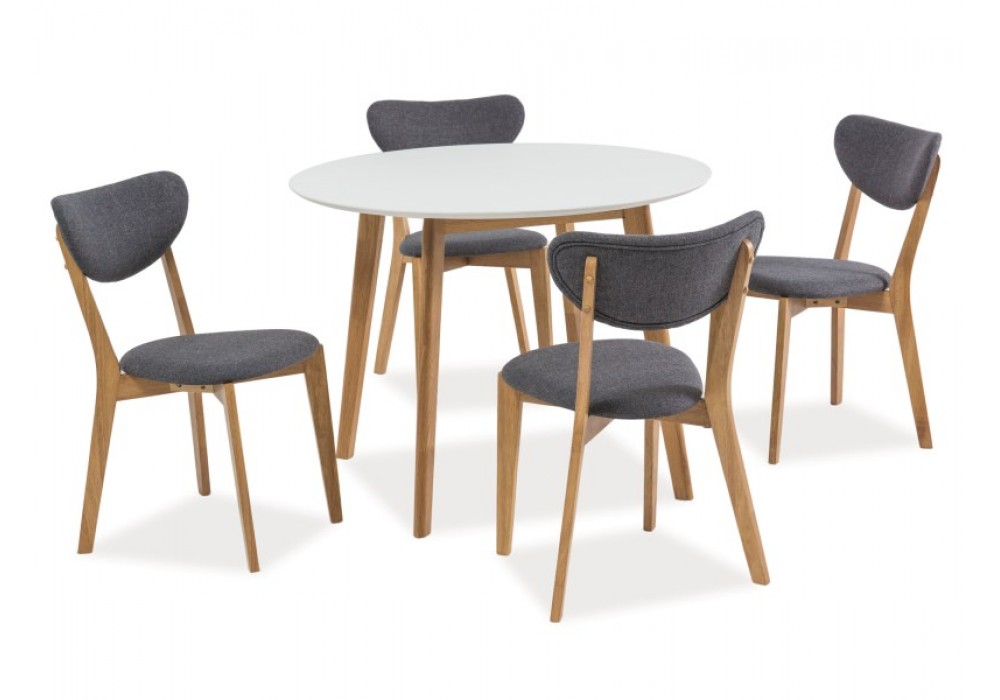 Стол обеденный SIGNAL MOSSO II белый\дуб 100x100 в Минске Стол обеденный SIGNAL MOSSO II белый\дуб 100x100