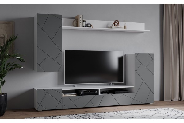 Гостиная Neo 5 (Белый платинум/Серый софт)  фабрика Интерлиния  