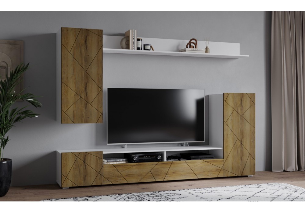 Гостиная Neo 5 (Белый платинум/Дуб вотан)  фабрика Интерлиния в Минске Гостиная Neo 5 (Белый платинум/Дуб вотан)  фабрика Интерлиния