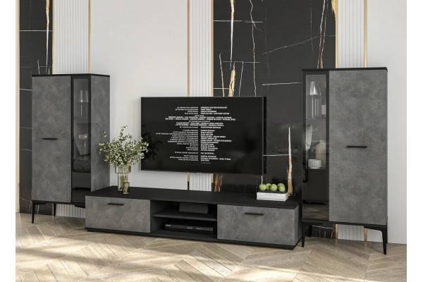 Гостиная Neo - 8  (Черный/Бетон портленд)  фабрика Интерлиния