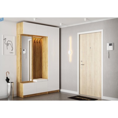 Прихожая Бостон - Комплект 1 - Белый глянец/Дуб крафт золотой (МК Стиль)