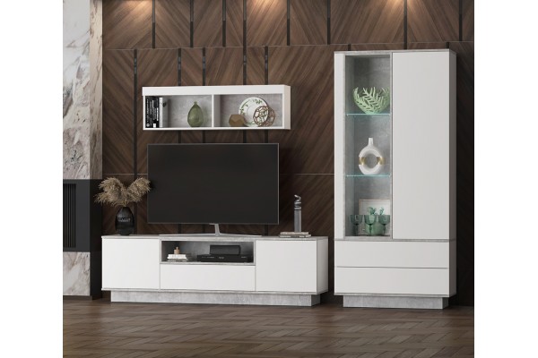 Гостиная Quartz 4 (Белый платинум / Бетон)  фабрика Интерлиния  