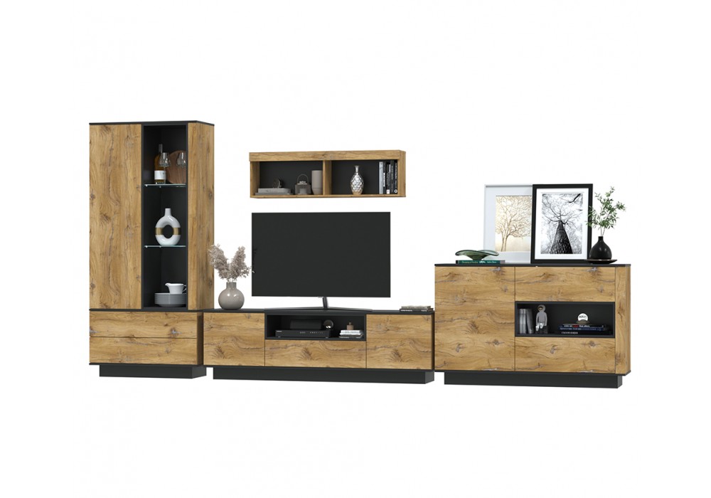 Гостиная Quartz 2 (Дуб нокс/Черный)  фабрика Интерлиния в Минске Гостиная Quartz 2 (Дуб нокс/Черный)  фабрика Интерлиния