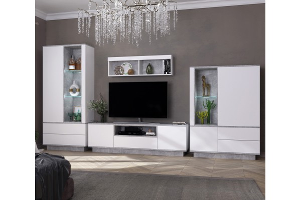 Гостиная Quartz 1 (Белый платинум / Бетон)  фабрика Интерлиния  