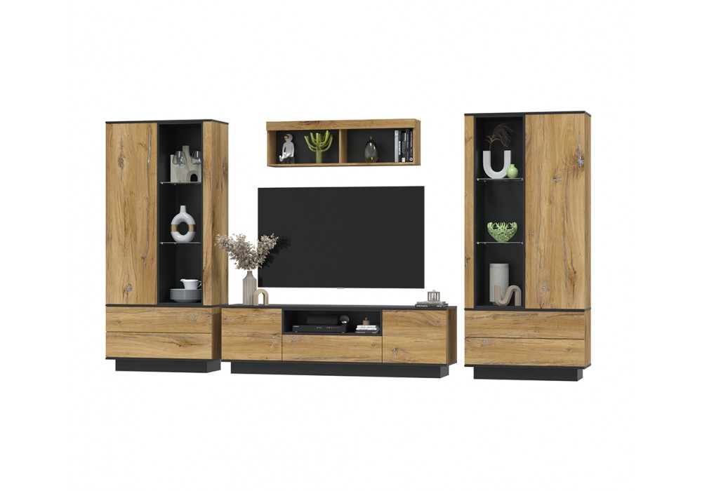 Гостиная Quartz 3 (Дуб нокс/Черный)  фабрика Интерлиния в Минске Гостиная Quartz 3 (Дуб нокс/Черный)  фабрика Интерлиния