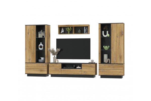 Гостиная Quartz 3 (Дуб нокс/Черный)  фабрика Интерлиния  