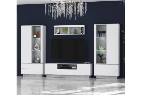 Гостиная Quartz 3 (Белый платинум / Бетон)  фабрика Интерлиния  