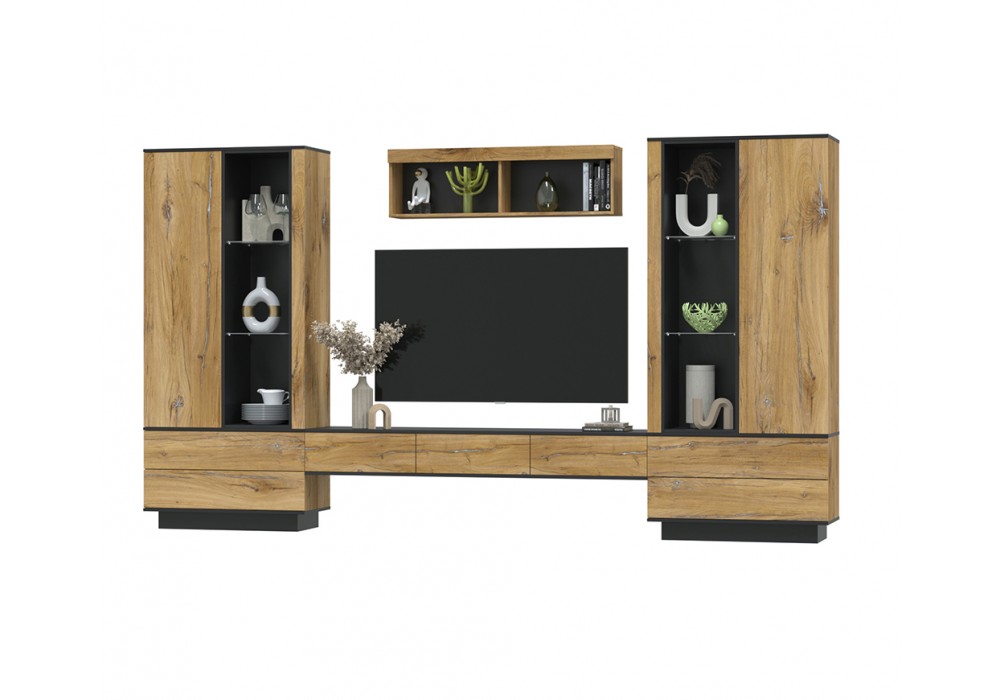 Гостиная Quartz 9 (Дуб нокс/Черный)  фабрика Интерлиния в Минске Гостиная Quartz 9 (Дуб нокс/Черный)  фабрика Интерлиния