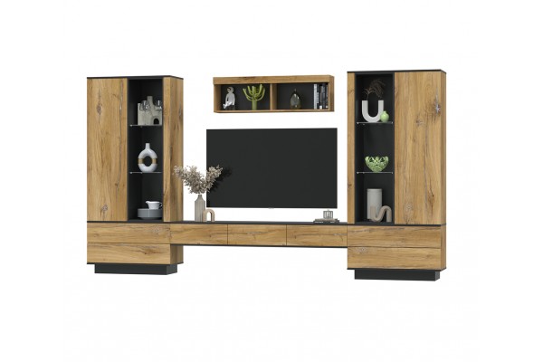 Гостиная Quartz 9 (Дуб нокс/Черный)  фабрика Интерлиния  