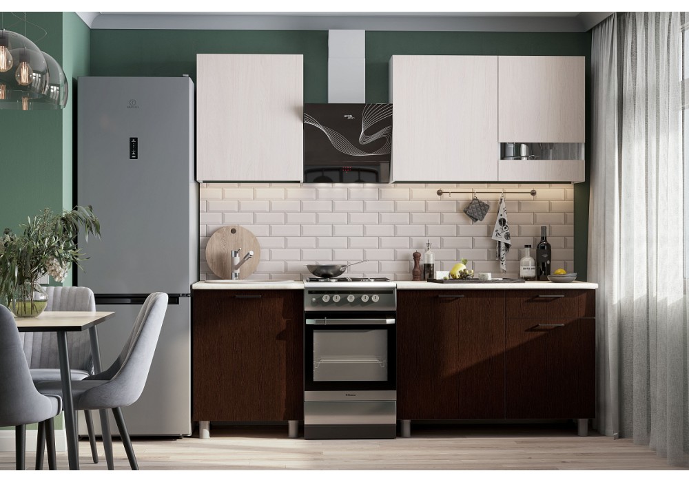 Кухонный гарнитур ПХМ "Розалия" (2 столешницы) Серия 2 (Ясень Анкор светлый/Дуб Венге/Семолина беж) в Минске Кухонный гарнитур ПХМ "Розалия" (2 столешницы) Серия 2 (Ясень Анкор светлый/Дуб Венге/Семолина беж)