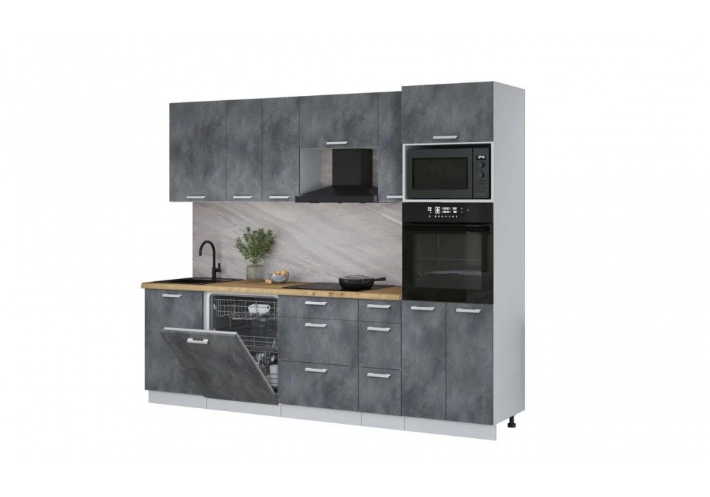 Кухонный гарнитур Мила Лайт 2,6-ПМ1 (Бетон Портленд/Дуб бунратти) фабрика Интерлиния в Минске Кухонный гарнитур Мила Лайт 2,6-ПМ1 (Бетон Портленд/Дуб бунратти) фабрика Интерлиния