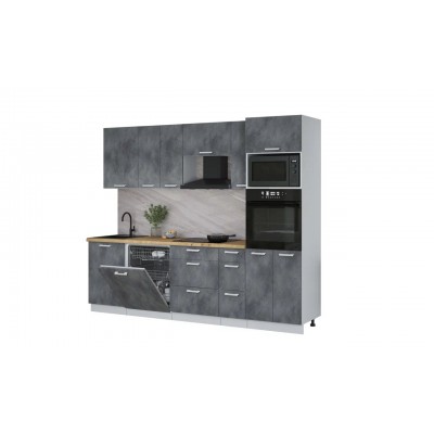 Кухонный гарнитур Мила Лайт 2,6-ПМ1 (Бетон Портленд/Дуб бунратти) фабрика Интерлиния Кухонный гарнитур Мила Лайт 2,6-ПМ1 (Бетон Портленд/Дуб бунратти) фабрика Интерлиния