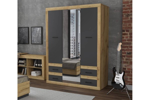 Шкаф распашной LOFT LT-ШК1 (Дуб золотой/Антрацит)  фабрика Интерлиния