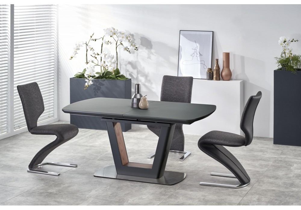 Стол обеденный HALMAR BILOTTI раскладной, антрацит матовый/орех, 160-200/90/76 в Минске Стол обеденный HALMAR BILOTTI раскладной, антрацит матовый/орех, 160-200/90/76