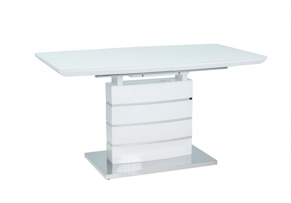 Стол обеденный SIGNAL LEONARDO 140 раскладной, белый лак, 140-180/80/76 в Минске Стол обеденный SIGNAL LEONARDO 140 раскладной, белый лак, 140-180/80/76