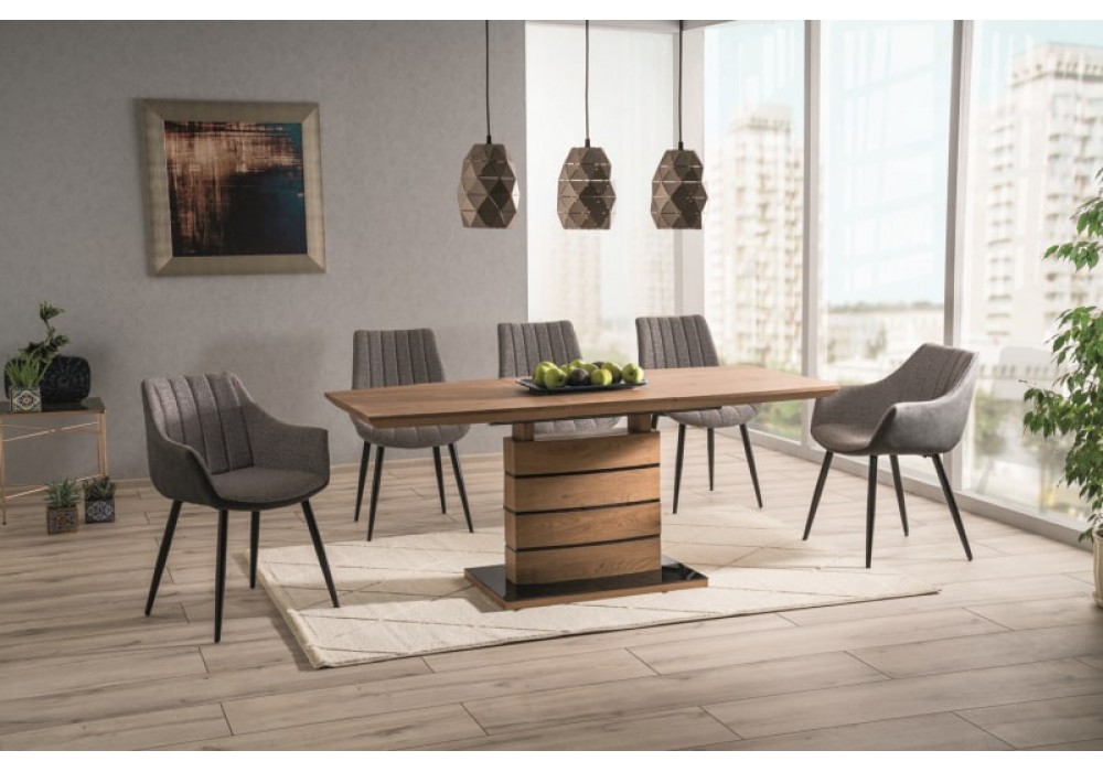 Стол обеденный SIGNAL LEONARDO 140 раскладной, дуб/черный, 140-180/80/76 в Минске Стол обеденный SIGNAL LEONARDO 140 раскладной, дуб/черный, 140-180/80/76