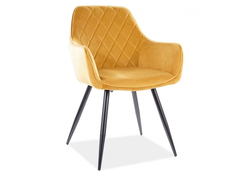 Стул SIGNAL LINEA VELVET карри/черный в Минске Стул SIGNAL LINEA VELVET карри/черный