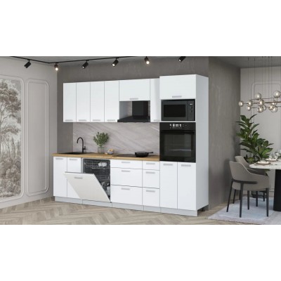 Кухонный гарнитур Мила Лайт 2,7-ПМ1 (Белый Платинум/Белый Платинум/Дуб бунратти) фабрика Интерлиния Кухонный гарнитур Мила Лайт 2,7-ПМ1 (Белый Платинум/Белый Платинум/Дуб бунратти) фабрика Интерлиния