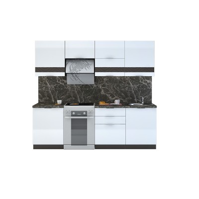 Кухня Терра Gloss Белый глянец/Венге 2,4 м 