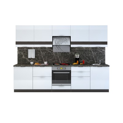 Кухня Терра Gloss Белый глянец/Венге 3,0 м