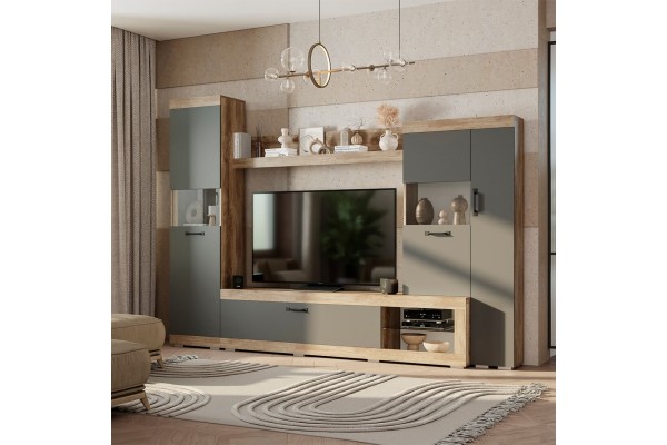 Гостиная Тесла ГС-01 (Дуб Каньон/Графит) BTS