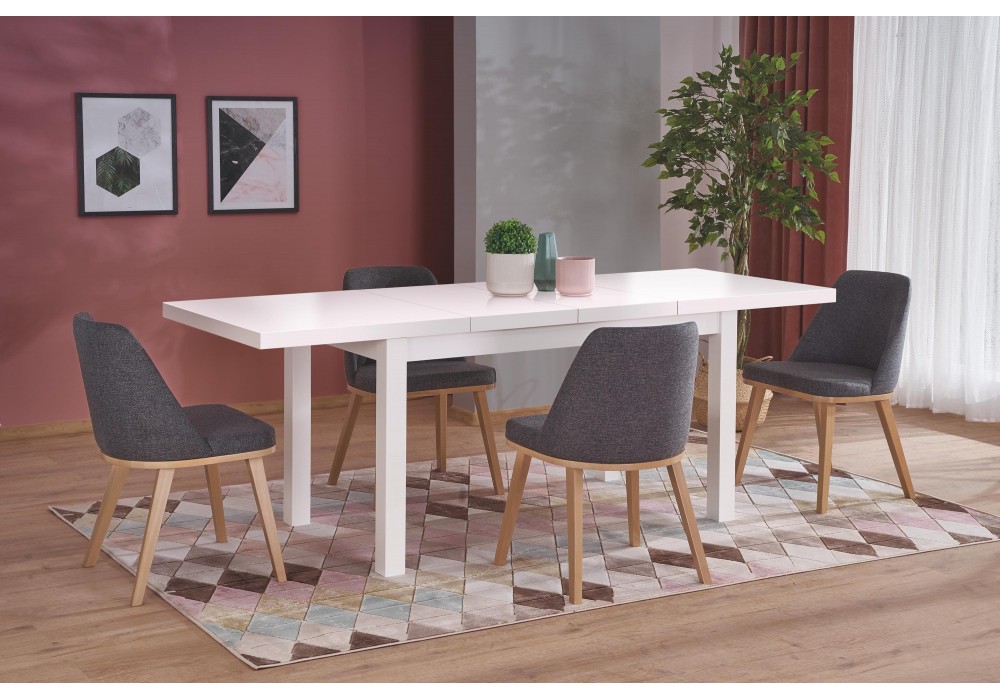 Стол обеденный HALMAR TIAGO 2 раскладной, белый, 140-220/80/76 в Минске Стол обеденный HALMAR TIAGO 2 раскладной, белый, 140-220/80/76