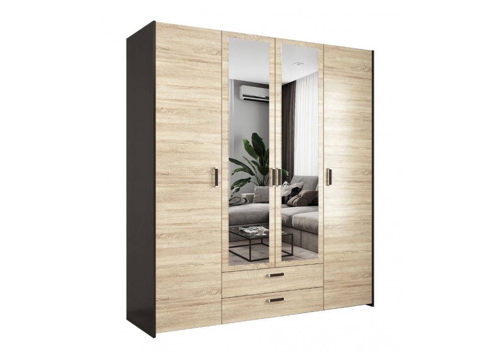 Шкаф 4-х дверный Венеция (Венге/Дуб сонома) фабрика Евва в Минске Шкаф 4-х дверный Венеция (Венге/Дуб сонома) фабрика Евва