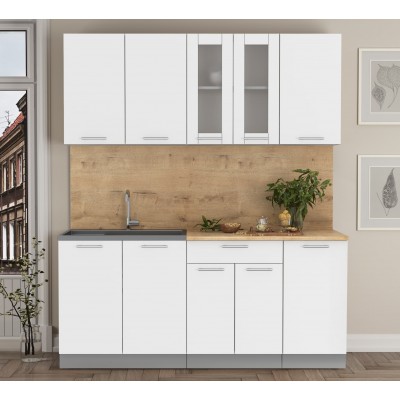 Кухонный гарнитур Мила 1,8 м (Белый Платинум/Белый Платинум) фабрика Интерлиния Кухонный гарнитур Мила 1,8 м (Белый Платинум/Белый Платинум) фабрика Интерлиния