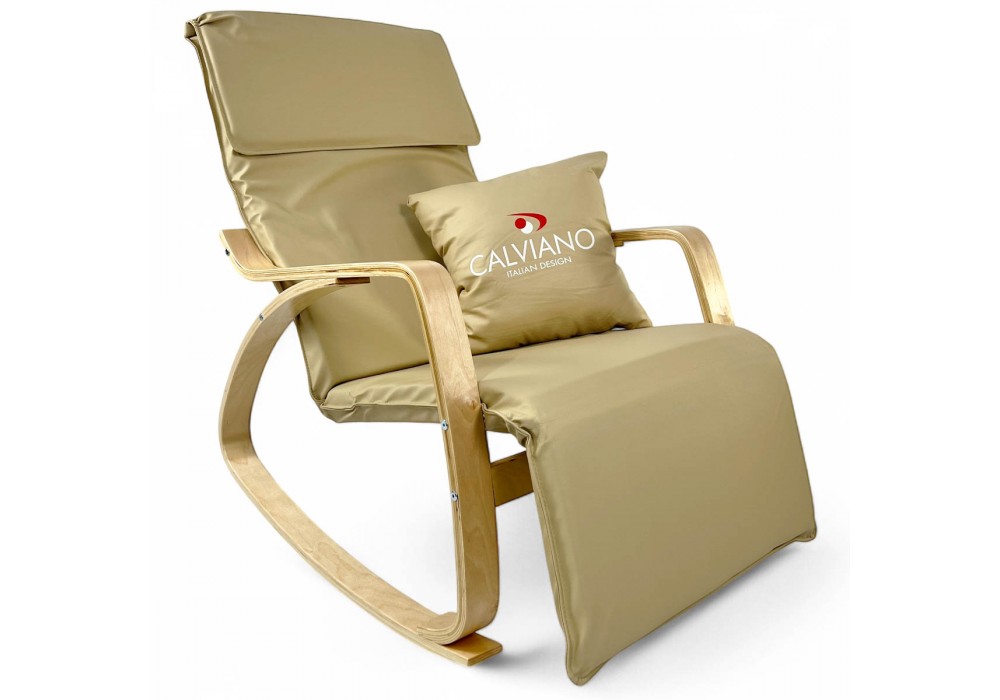 Кресло-качалка Calviano Comfort 1 светло-бежевое PU в Минске Кресло-качалка Calviano Comfort 1 светло-бежевое PU