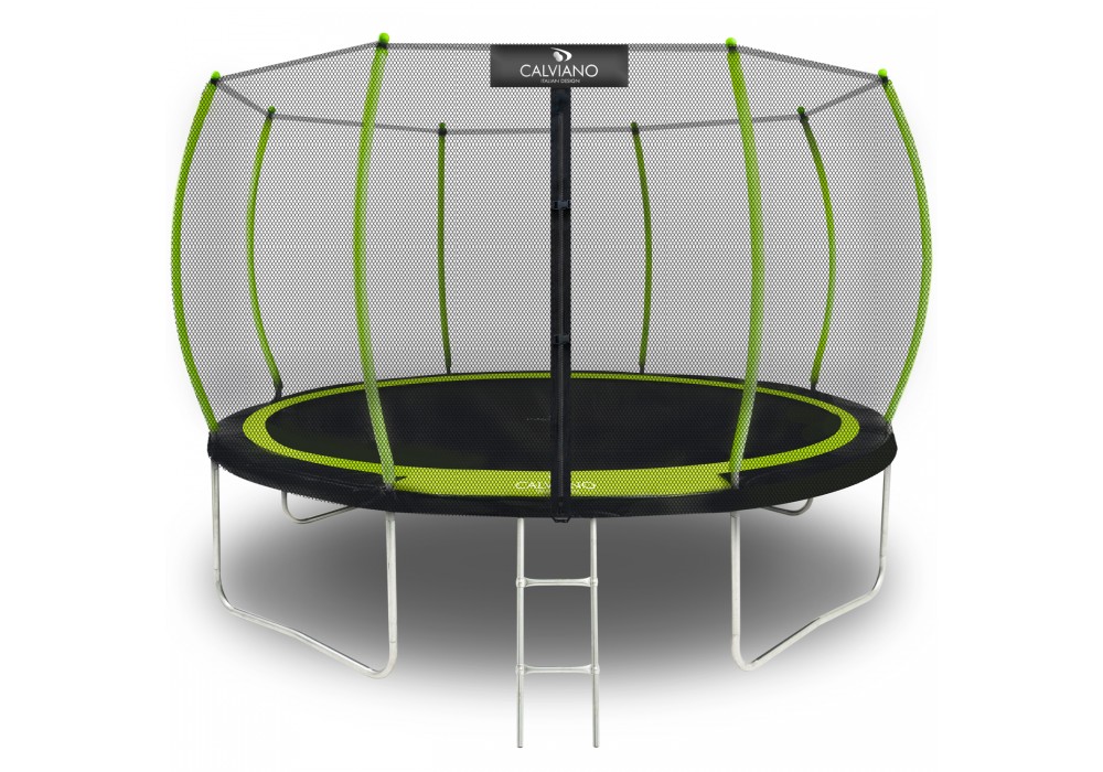 Батут пружинный с защитной сеткой Calviano 374 см - 12ft OUTSIDE master green в Минске Батут пружинный с защитной сеткой Calviano 374 см - 12ft OUTSIDE master green