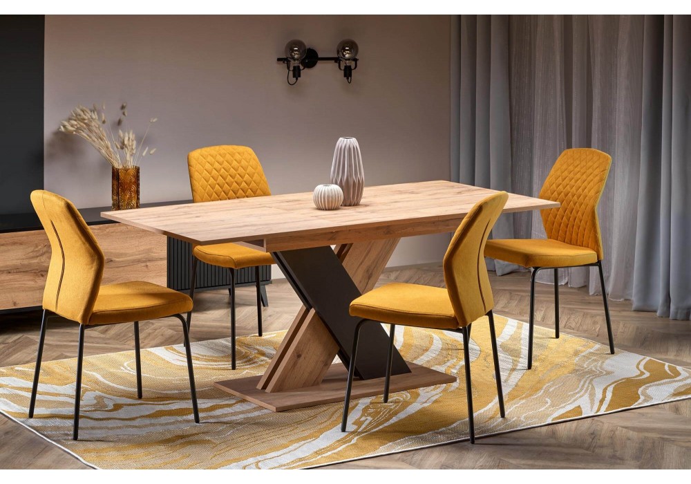 Стол обеденный HALMAR XARELTO раскладной, дуб вотан/черный, 130-175/85/76 в Минске Стол обеденный HALMAR XARELTO раскладной, дуб вотан/черный, 130-175/85/76